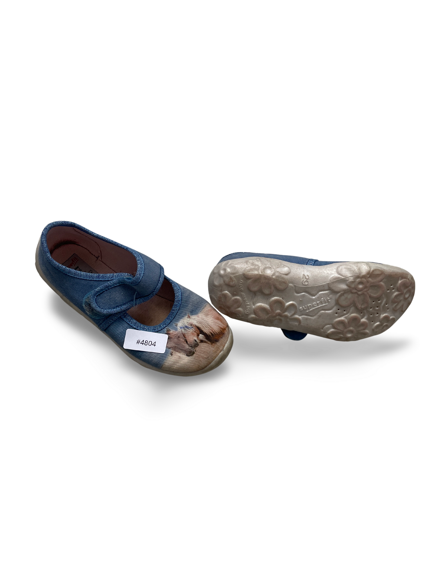Blaue Stoffschuhe mit Pferdeprint - Gr. 29
