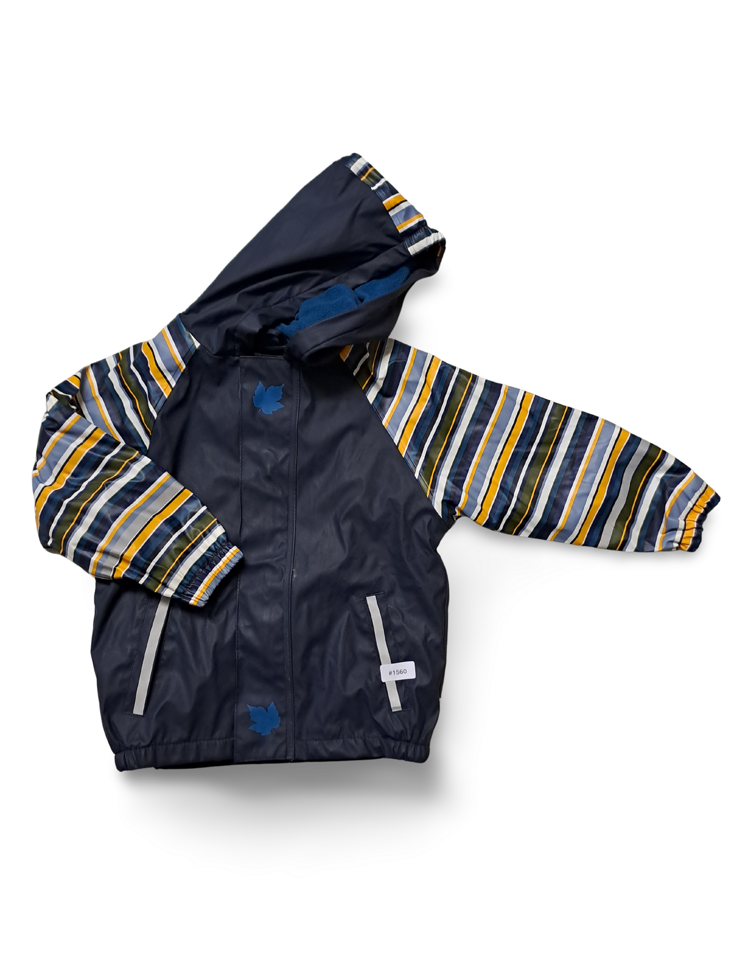 Regenjacke mit Kapuze und gestreiften Ärmeln - Gr. 98