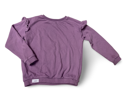 Lila Sweatshirt mit Schulterrüschen - Gr. 116