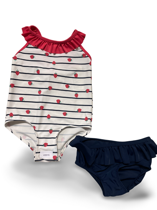 Badeanzug mit Rüsche und Volant-Bikinihose - Gr. 86