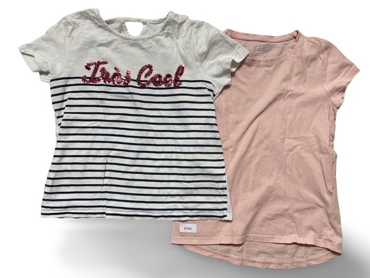 Bundle of 2 striped &amp; pink T-shirts - Size 122