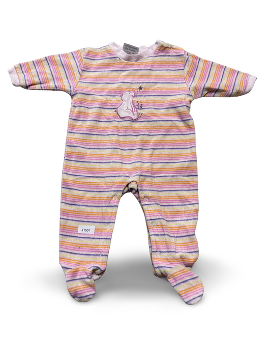 Gestreifter Strampler mit Fusschen und Bärchen - Gr. 62