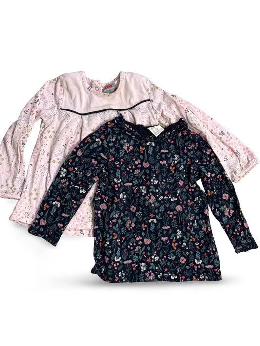 2er Bundle - Shirts Blumen - Gr. 80