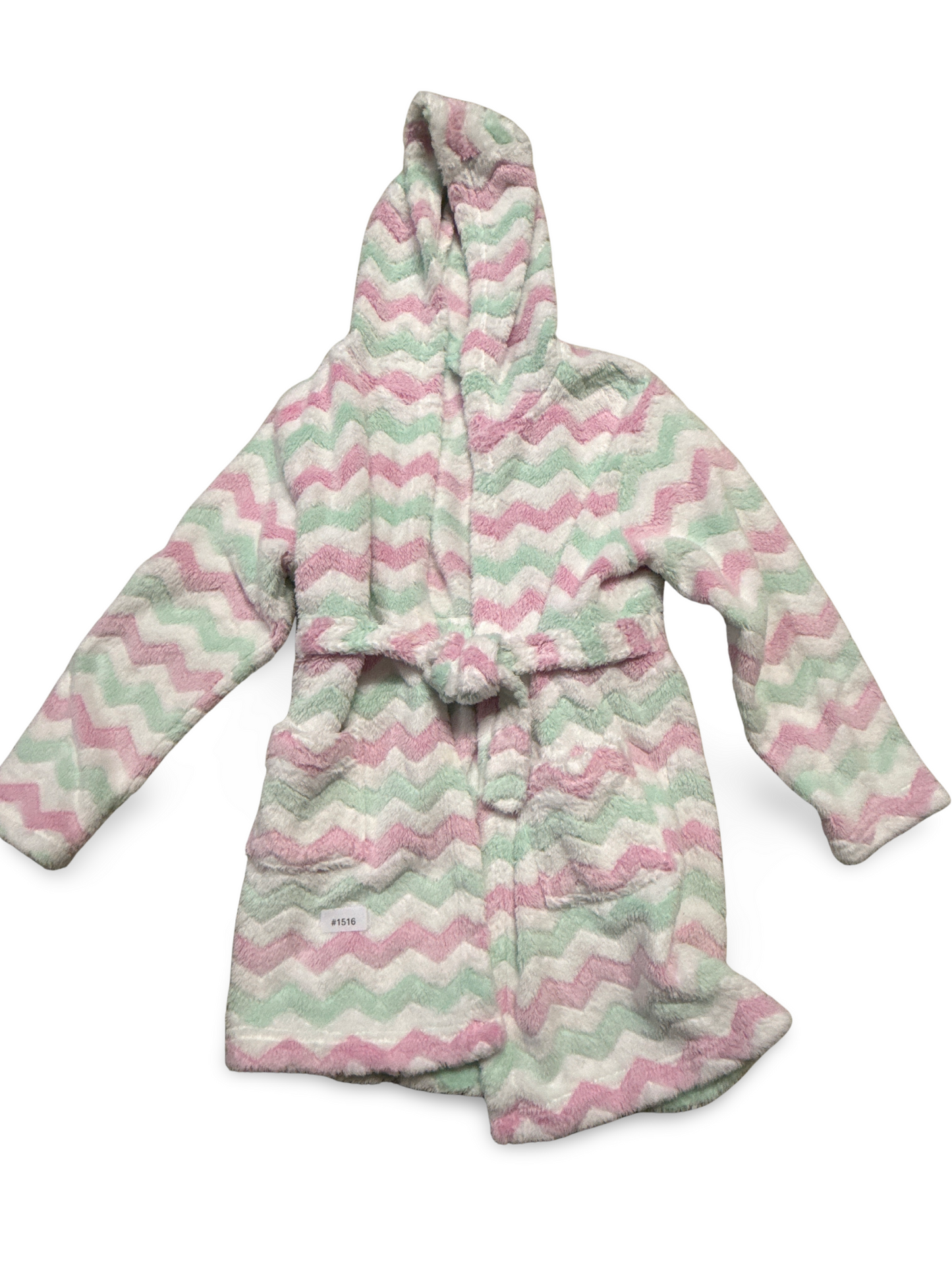Kapuzenbademantel mit Pastell-Zickzackmuster - Gr. 98