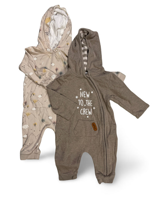 2er Bundle - Strampler mit Kaputze lang - Gr. 68