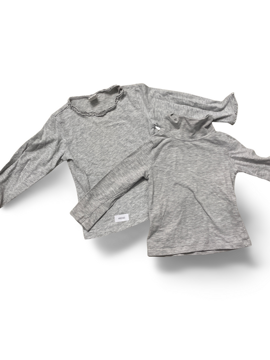 2er Bundle Langarmshirts hellgrau - Gr. 92