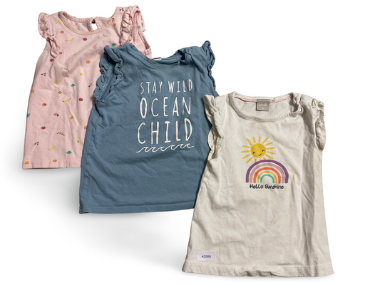 3er Bundle Mädchen Tops mit Rüschen - Gr. 86