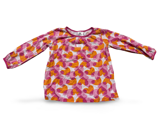 Langarmshirt mit Herzmuster - Gr. 98