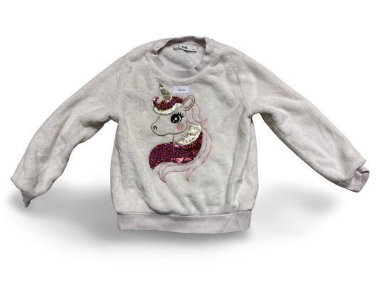 Flauschiger Einhorn-Pullover - Gr. 116