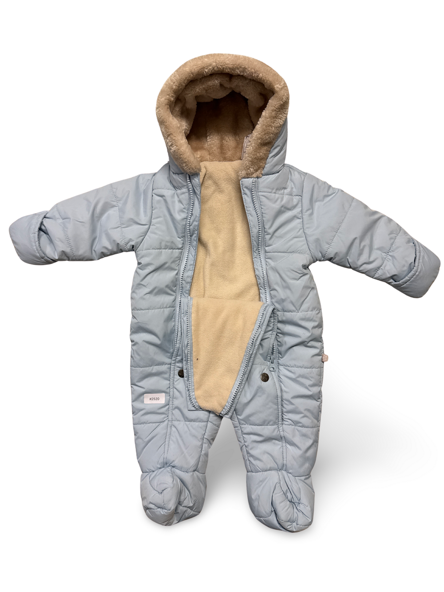 Gesteppter Winterstrampler/Schneeanzug mit Kapuze und Füssen - Gr. 68