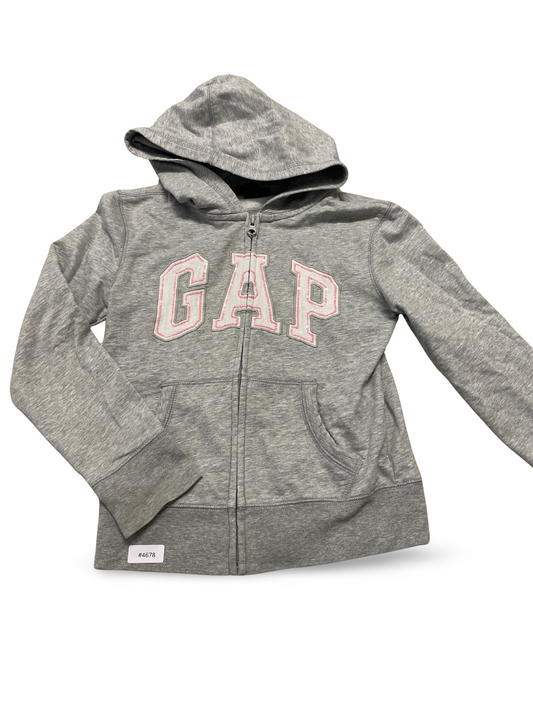 Grau melierte Kapuzenjacke mit Reissverschluss - Gr. 128