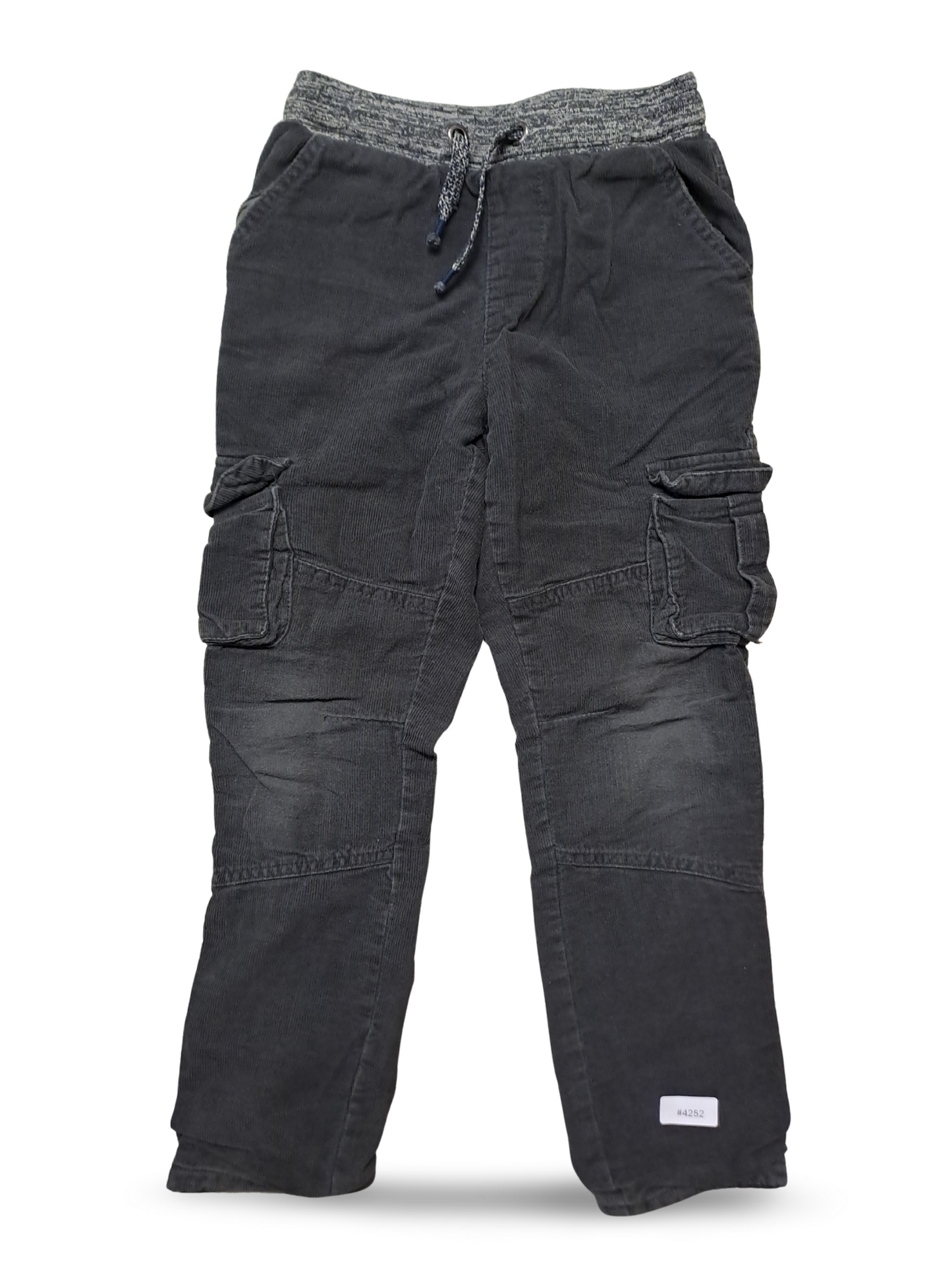 Graue Cord Cargohose mit Kordelbund - Gr. 134