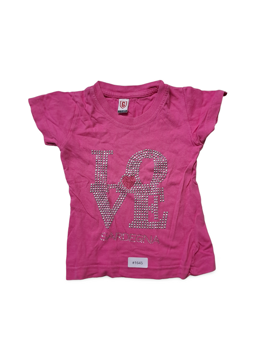 Pinkes T-Shirt mit Strassmotiv 'LOVE' - Gr. 92