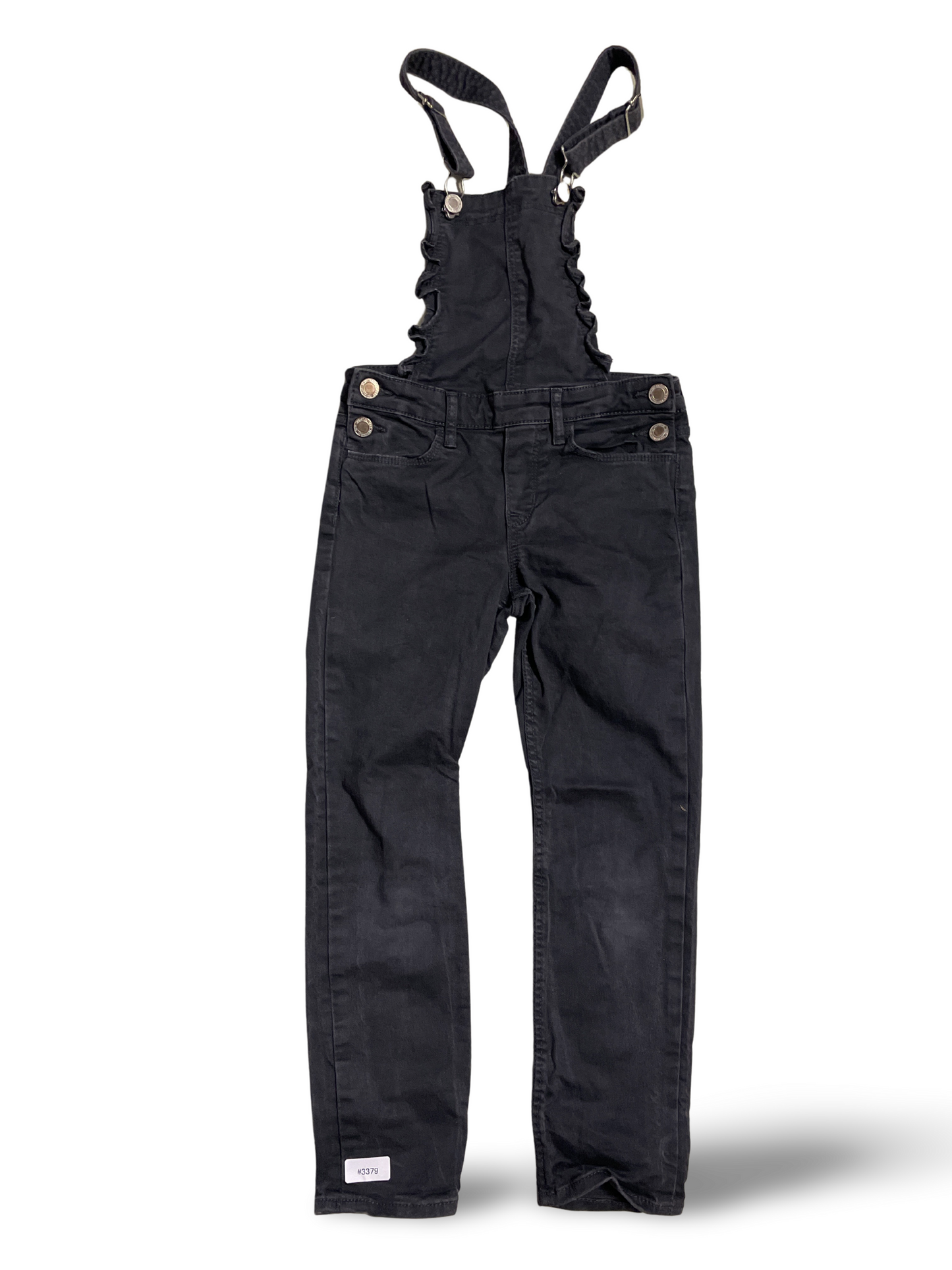 Black dungarees with ruffles - size 122