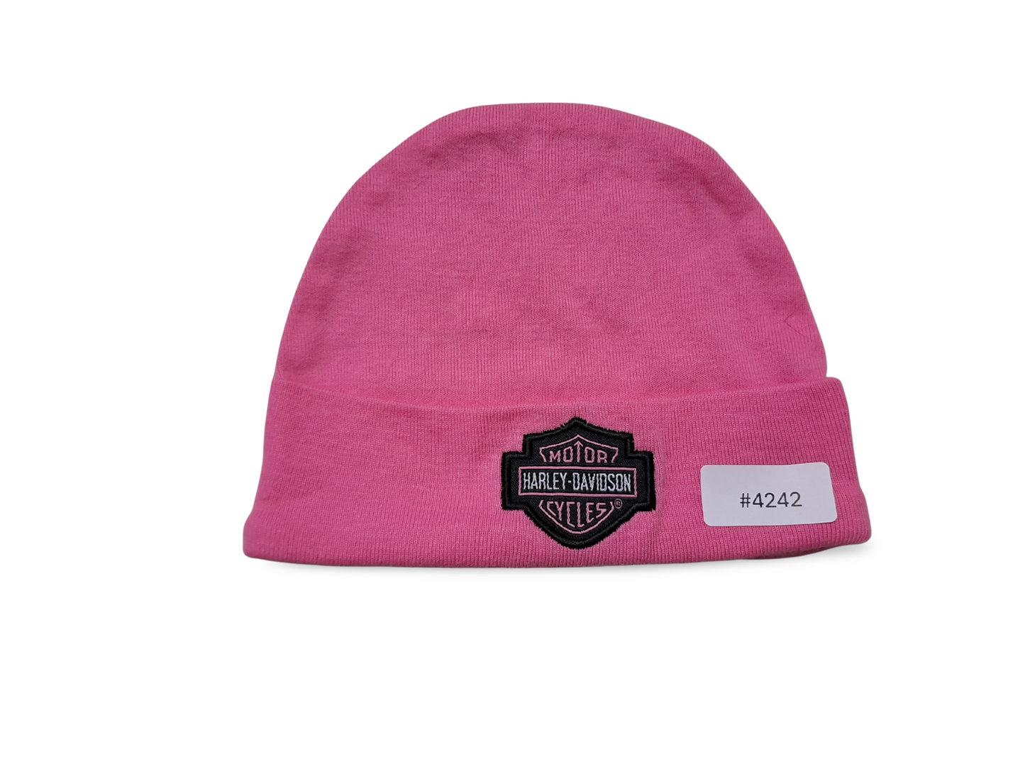 Rosa Mütze mit Harley-Davidson Patch - Gr. 68