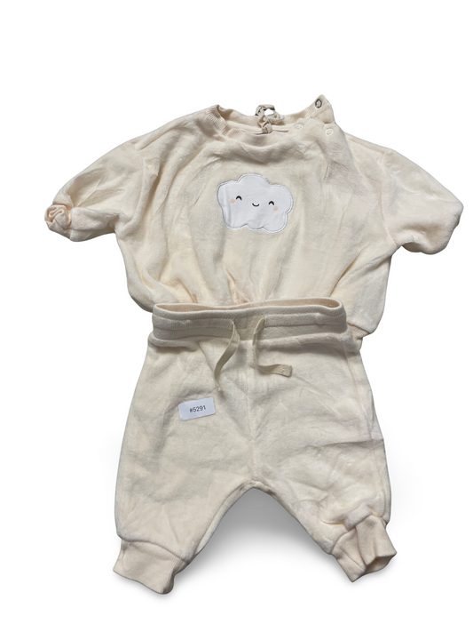 Zweiteiliges Jogging-Set creme mit Wolkenmotiv - Gr. 62