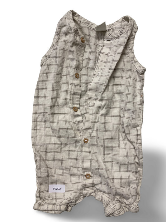 Ärmelloser karierter Strampler mit Knopfleiste - Gr. 68