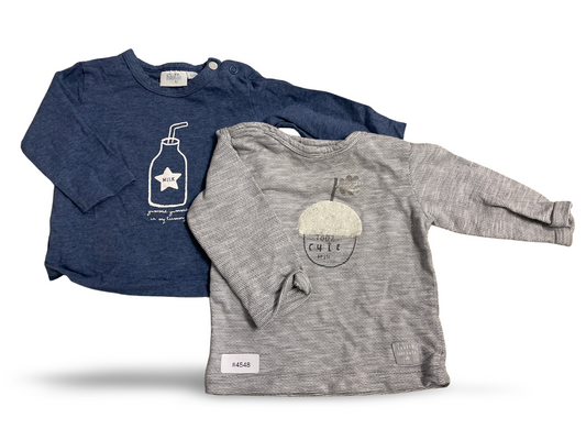 2er Bundle Langarmshirts mit Milch- und Eichelmotiv - Gr. 62