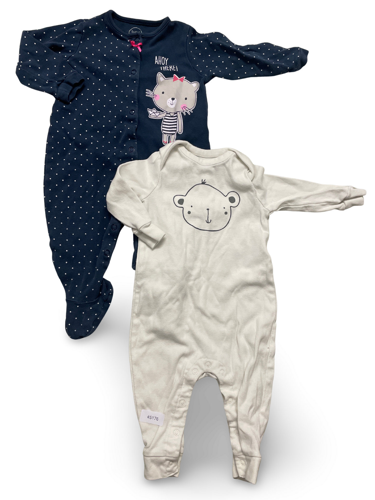 2er Bundle Strampler Blau und Weiss mit Tiermotiven - Gr. 74