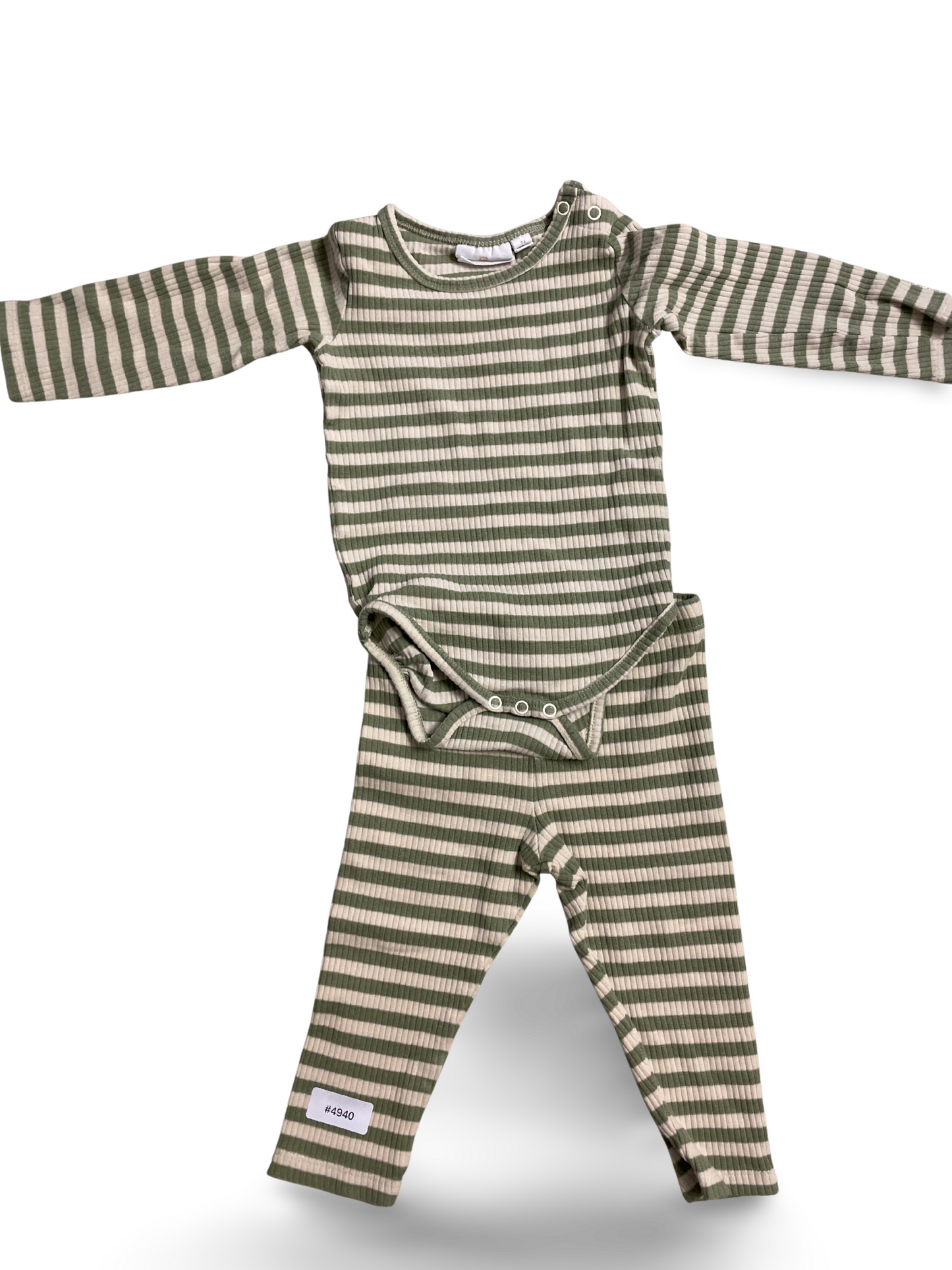 Gestreifter Body mit Leggings grün-weiss - Gr. 74