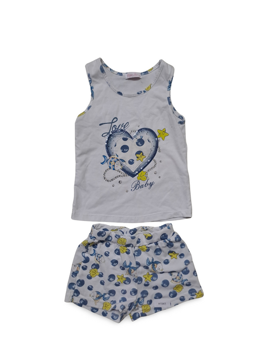 Ärmelloses Top mit gemusterten Shorts - Gr. 92