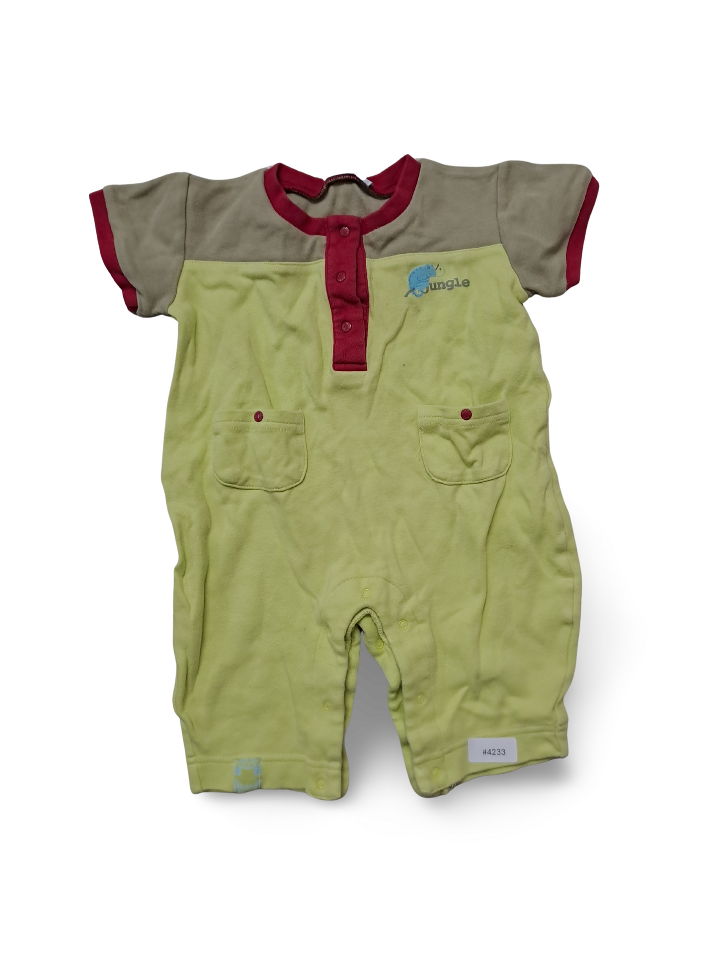 Kurzarmstrampler mit Taschen und Knopfleiste - Gr. 68