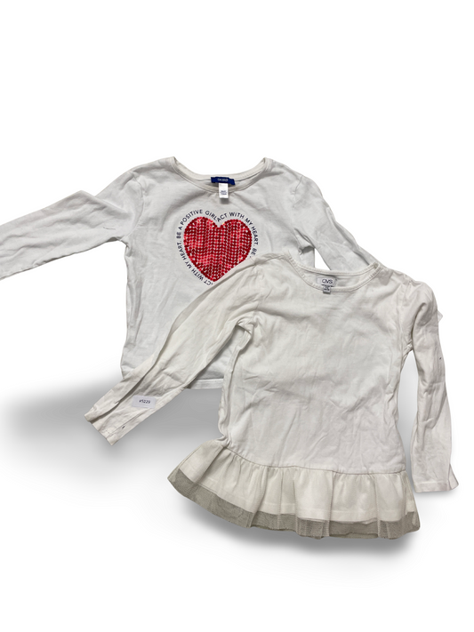 Langarmshirt mit Paillettenherz und Langarmkleid mit Tüllrock - Gr. 110