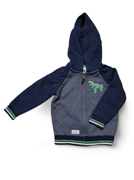 Kapuzensweatjacke mit Dino - Gr. 98