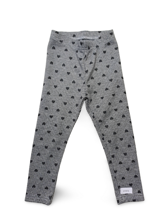 Graue Leggings mit Herzchenmuster - Gr. 104