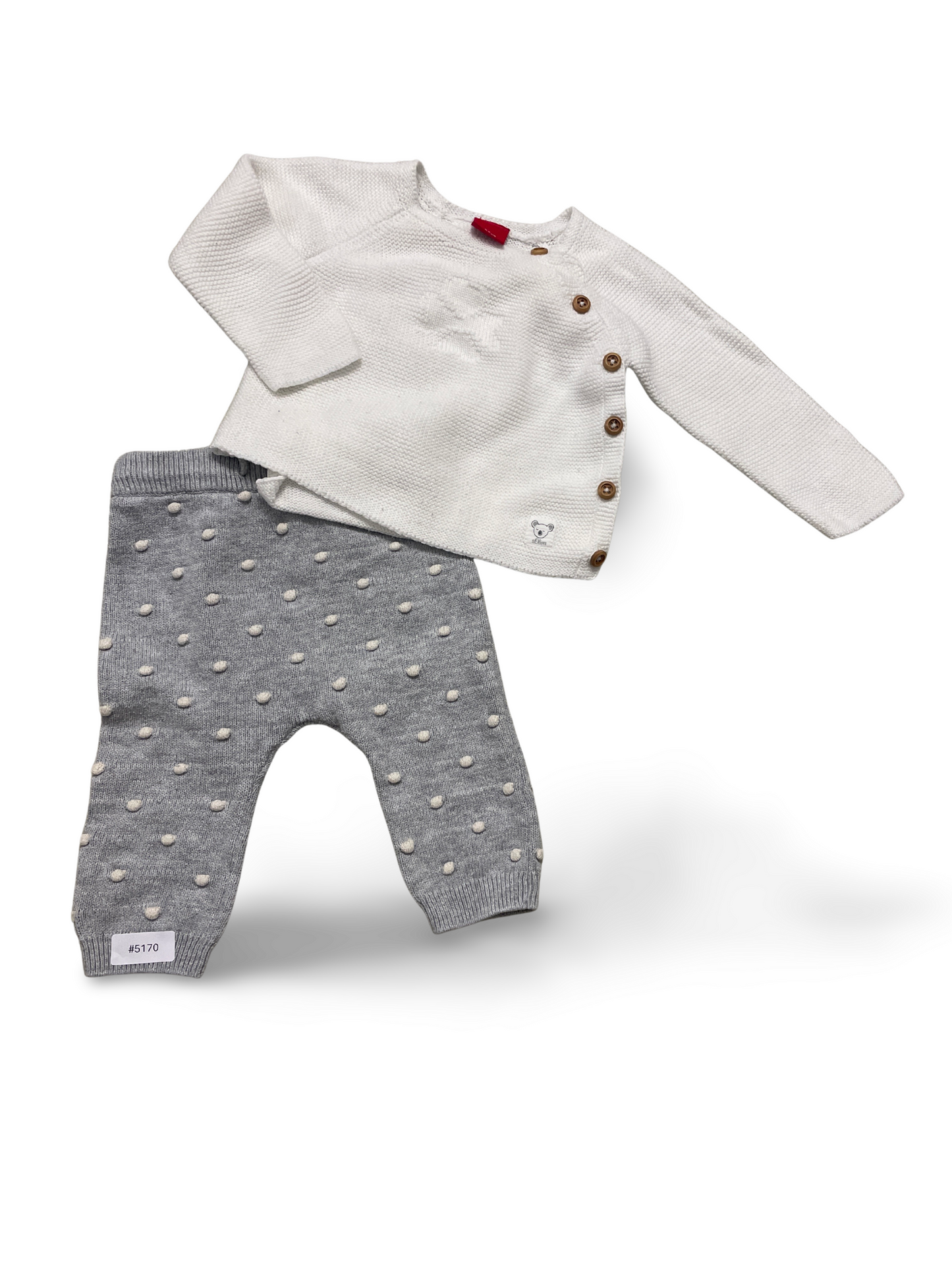 Strickjacke mit gepunkteten Leggings - Gr. 68