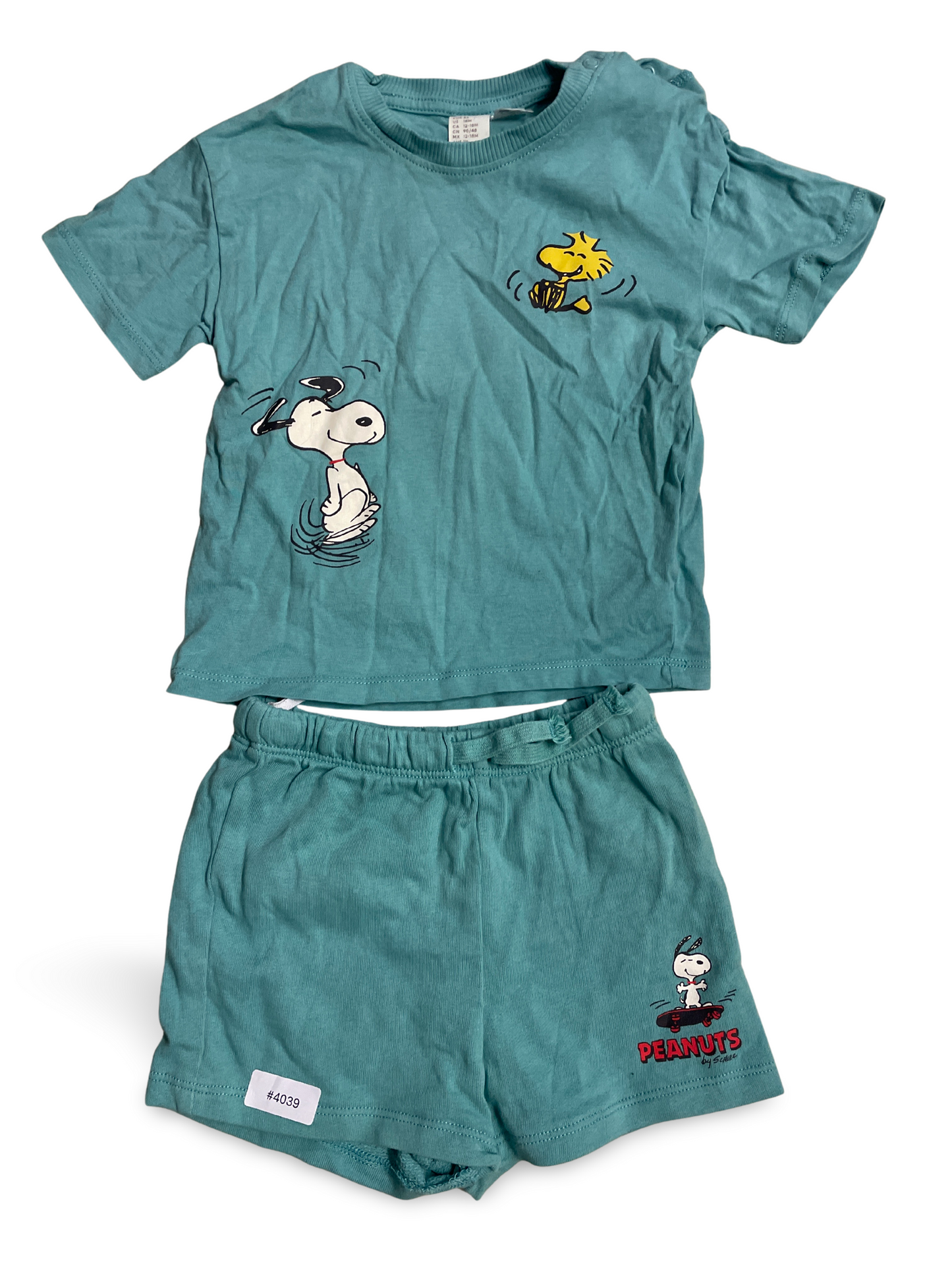 Türkis T-Shirt und Shorts Set mit Snoopy - Gr. 86
