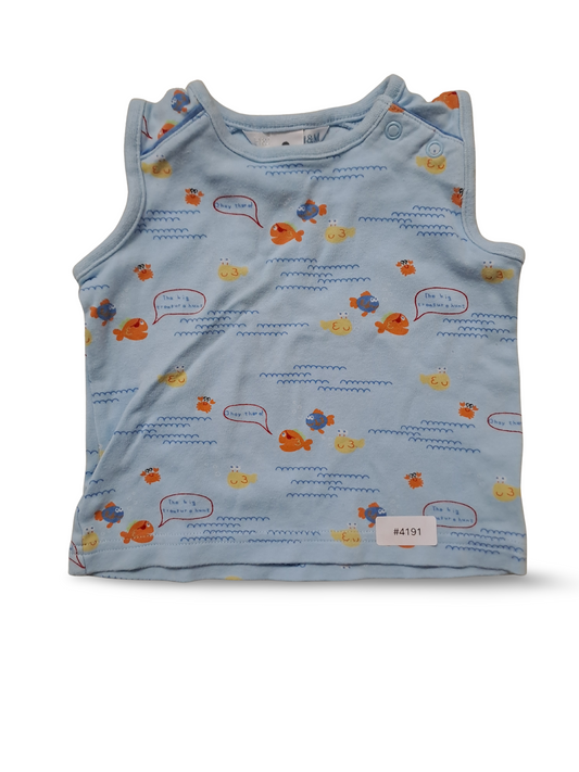 Ärmelloses Babytop mit Fischmuster - Gr. 74