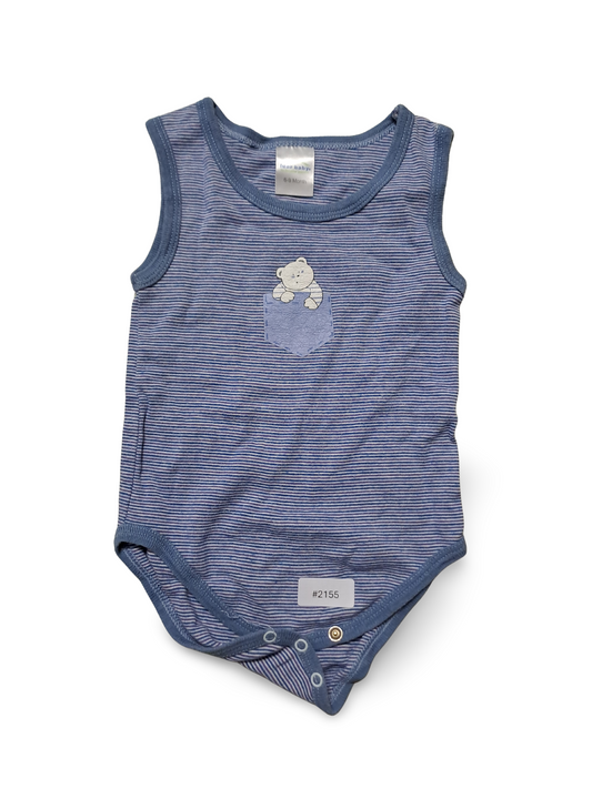 Ärmelloser gestreifter Body mit Teddymotiv - Gr. 74