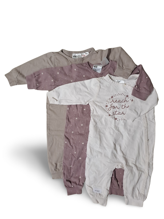 3er Bundle Strampler Pastellrosa und Mauve - Gr. 68