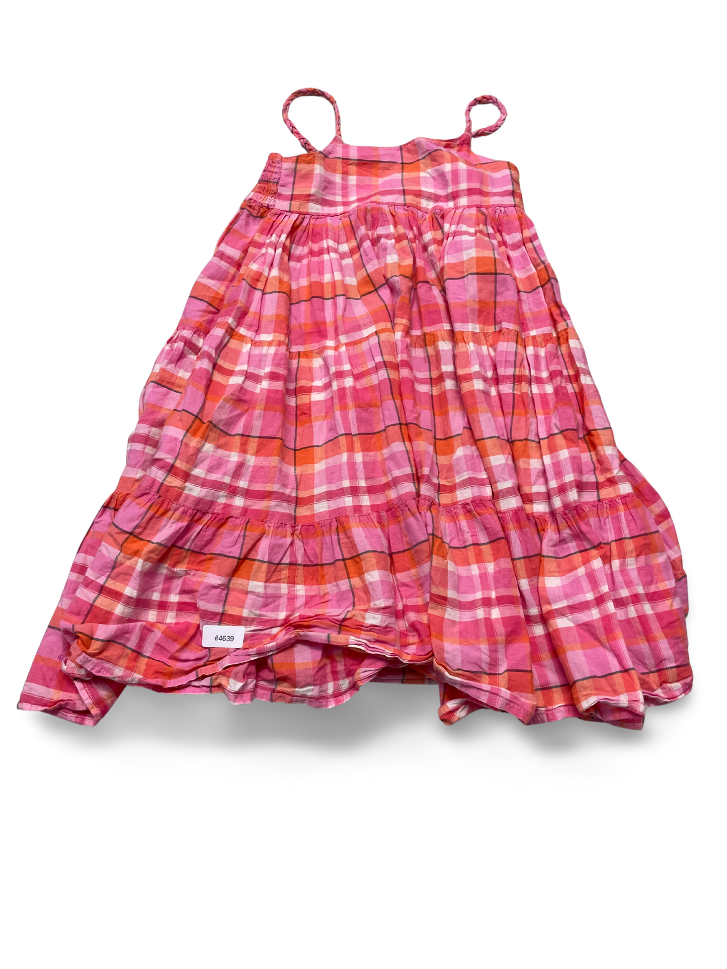Rosa kariertes Spaghettiträgerkleid - Gr. 116