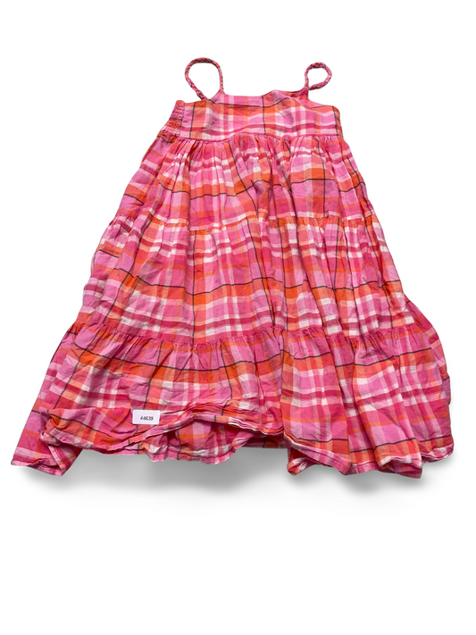 Rosa kariertes Spaghettiträgerkleid - Gr. 116