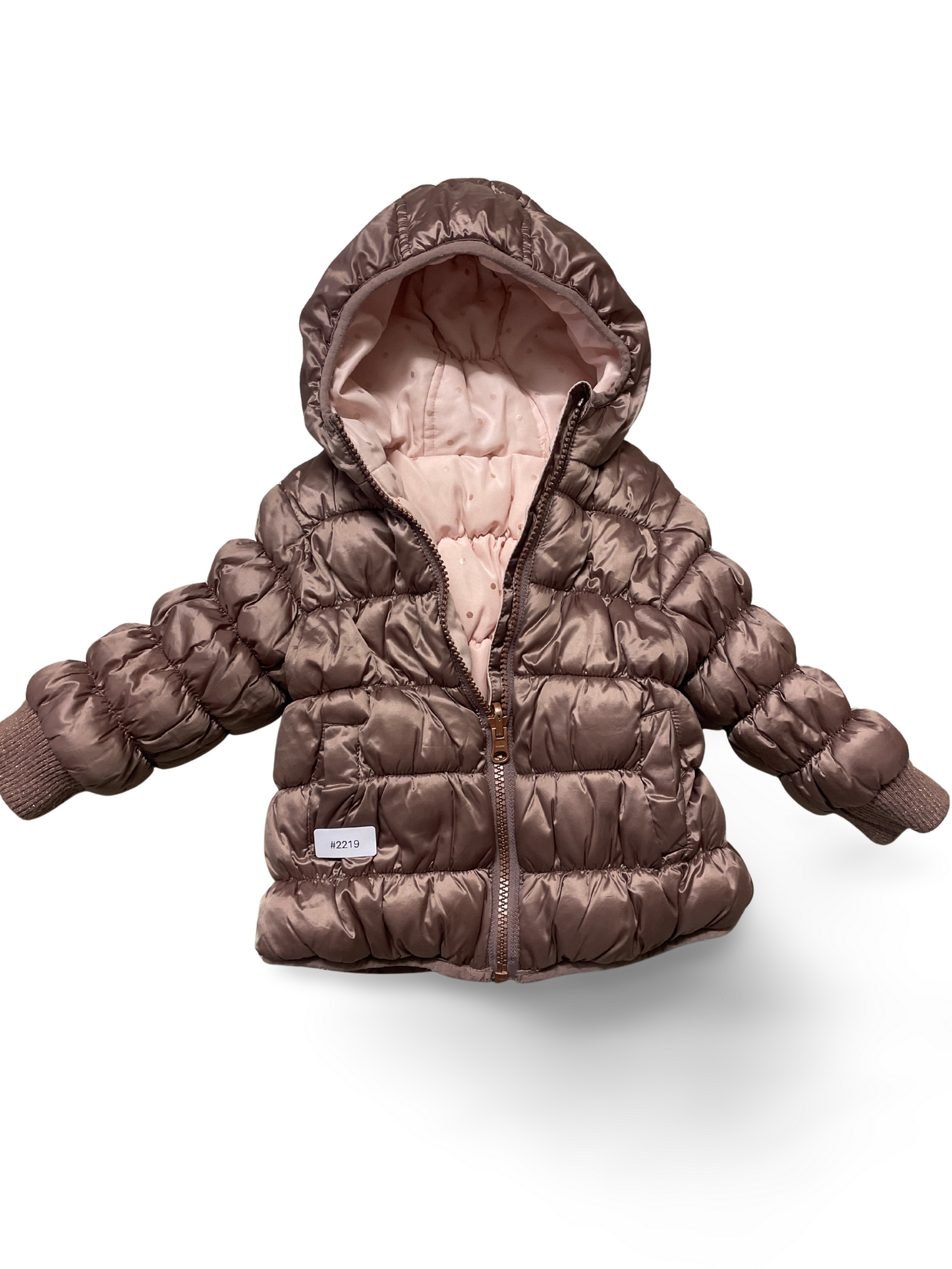 Gesteppte rosa Jacke mit Kapuze - Gr. 68