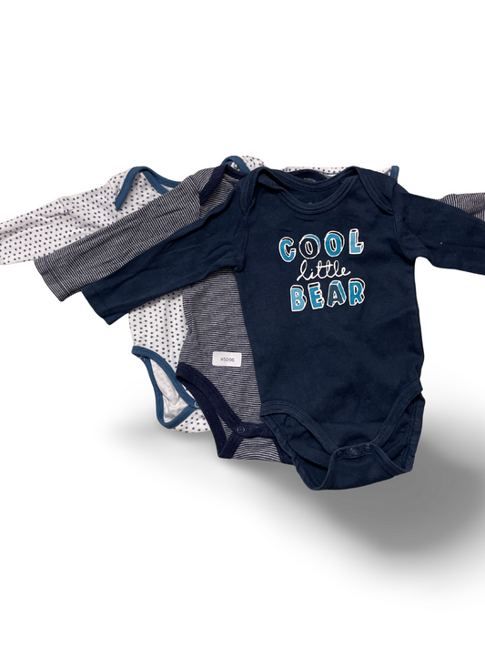 3er Bundle Babybodys navy, gestreift und gepunktet - Gr. 62