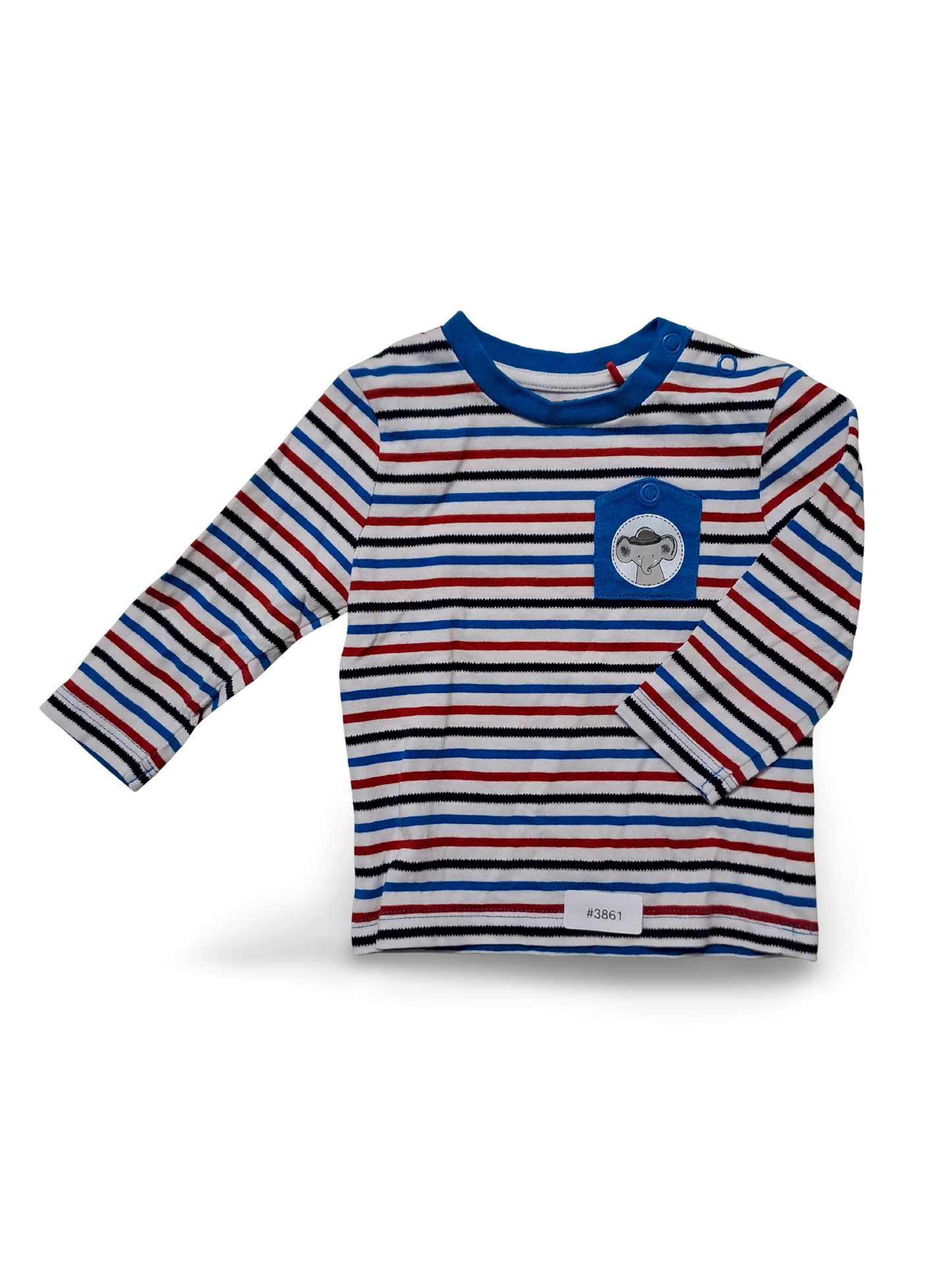 Langarmshirt gestreift mit Brusttasche - Gr. 68