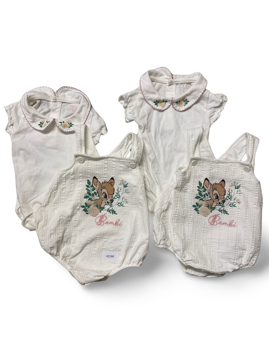 2er Bundle Strampler Bambi und 2er Bundle Bodys mit Kragen - Gr. 50