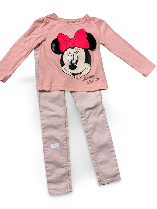 Langarmshirt mit Minnie Mouse Motiv und rosa Hose - Gr. 116