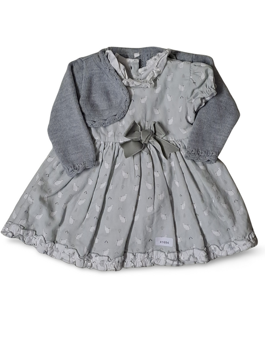 Kleid mit Strickbolero und Schleife - Gr. 86