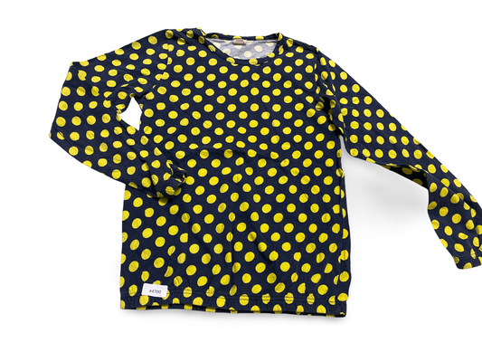 Langarmshirt dunkelblau mit gelben Punkten - Gr. 134