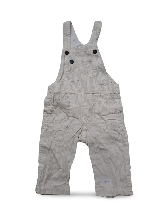 Beige gestreifte Latzhose - Gr. 80