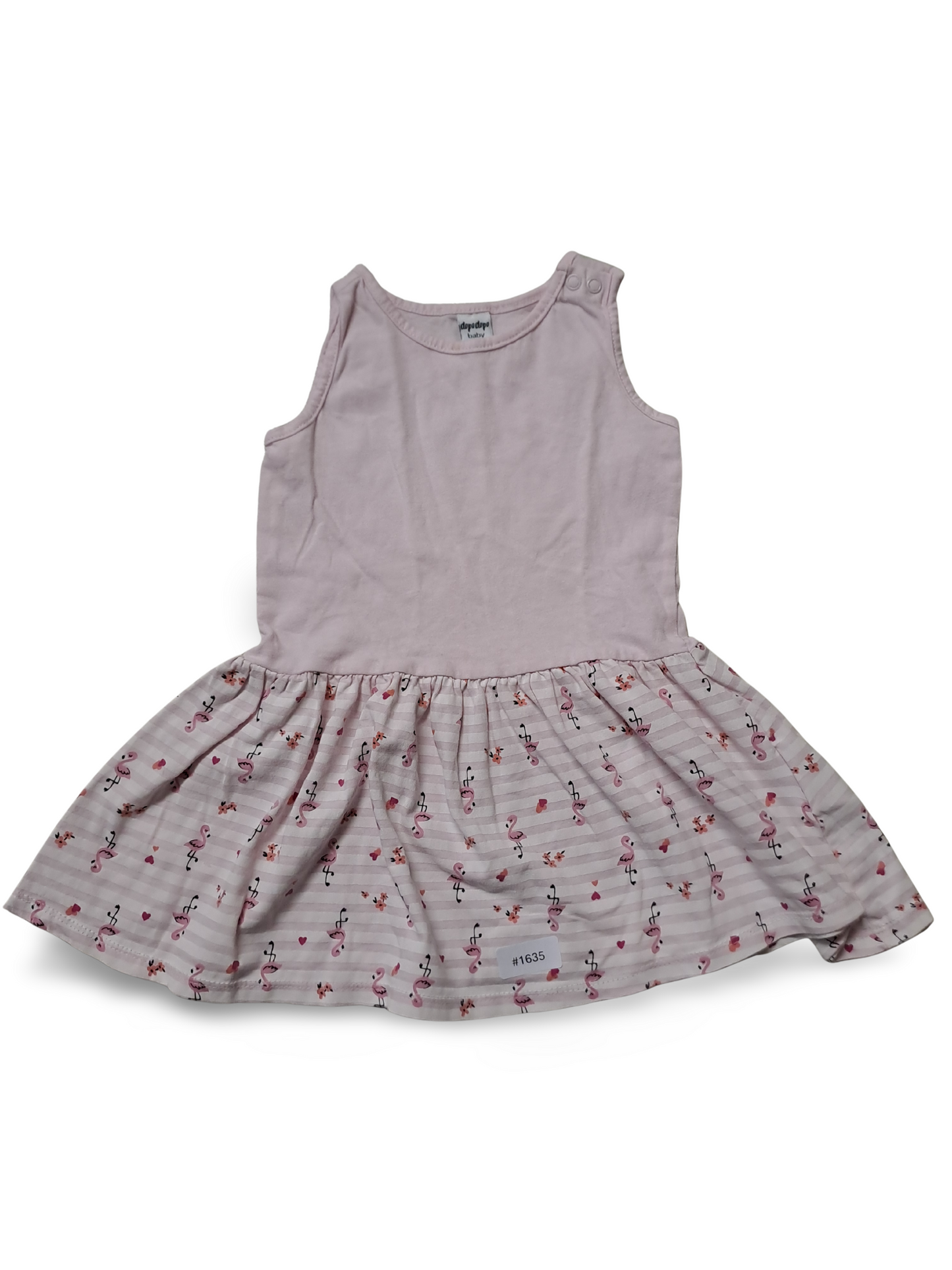 Rosa Trägerkleid mit Flamingo-Muster - Gr. 92