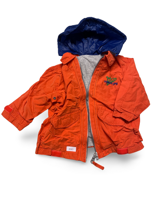 Kapuzenjacke orange mit Reissverschluss - Gr. 86