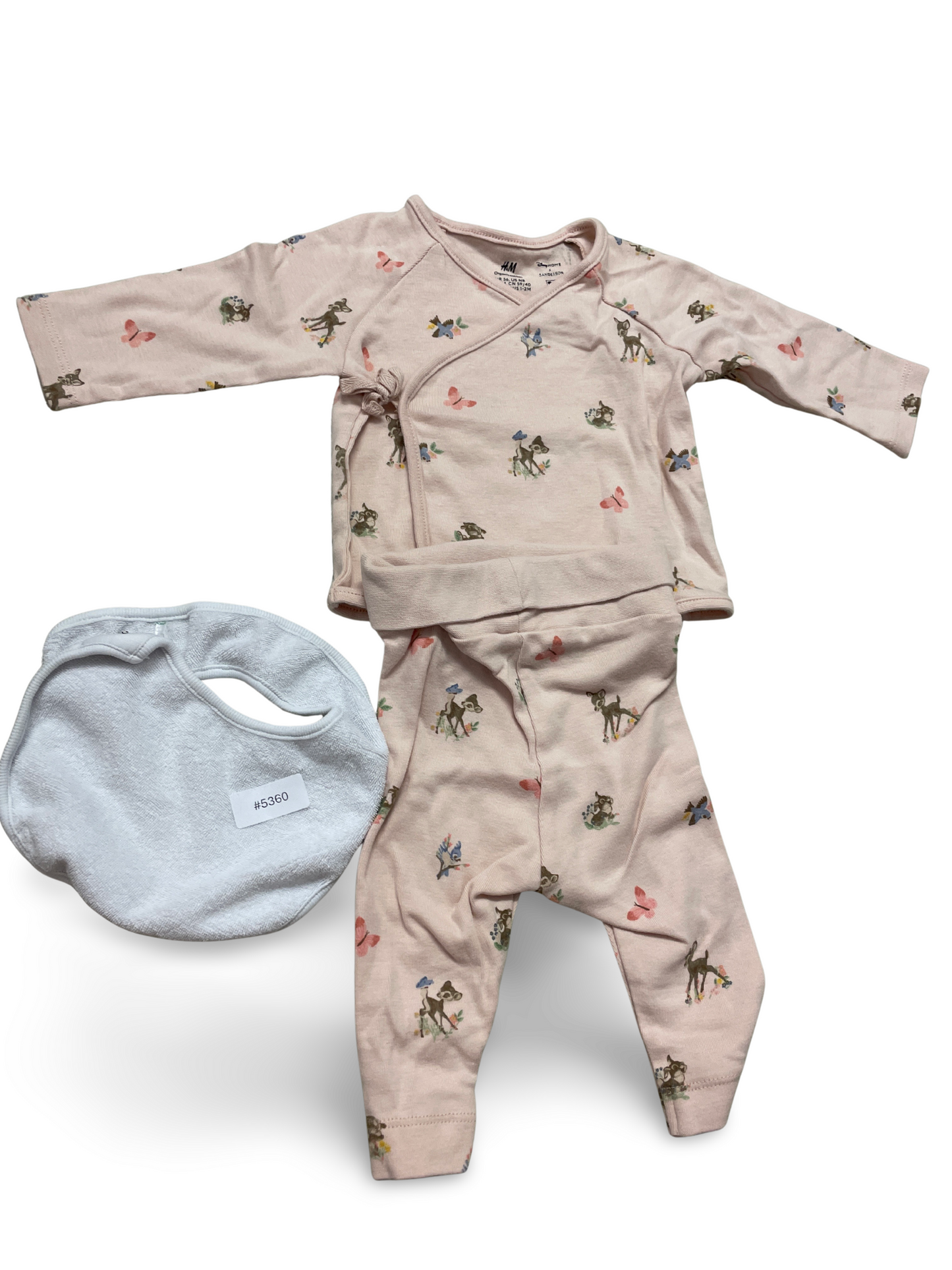 Wickelshirt und Strumpfhose rosa mit Rehprint - Gr. 62
