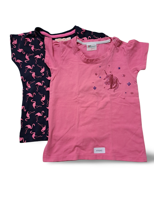 2er Bundle T-Shirts Einhorn und Flamingos - Gr. 92
