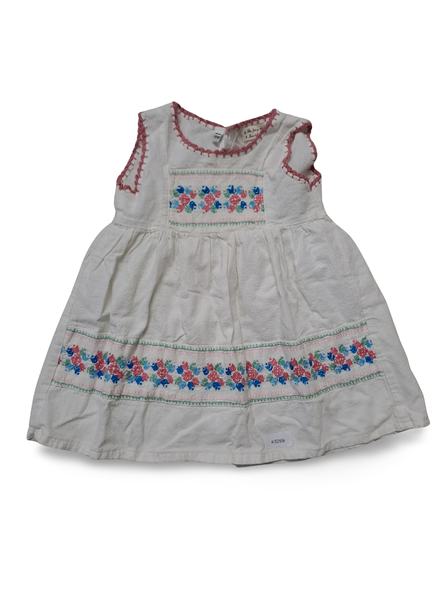 Weisses besticktes Kleid - Gr. 98