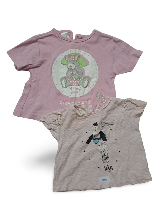 2er Bundle T-Shirts Rosa mit Print - Gr. 74